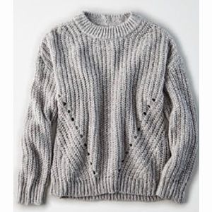 American Eagle Oversized Slouchy Sweater Gray AEO